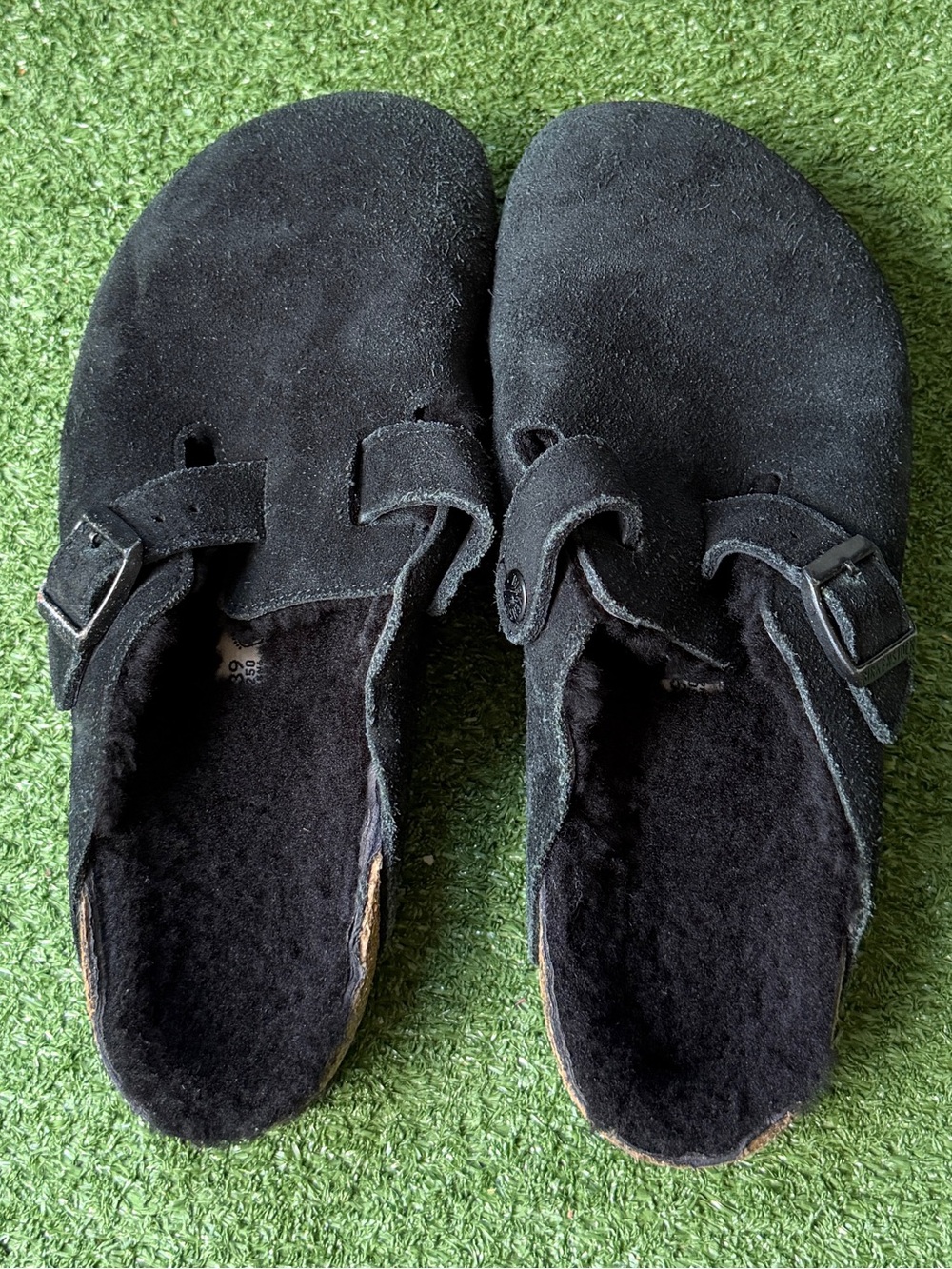 Birkenstock Boston Shearling Black Suede Leather Women’s Clogs